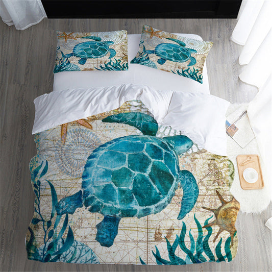 3D Digital Printing Sea Turtle Custom Bedding Set Duvet Cover